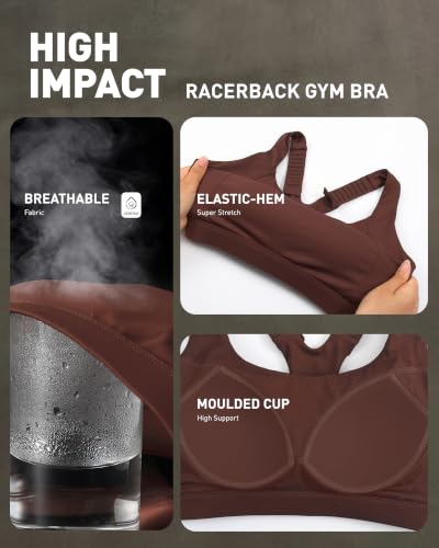 Image of RUNNING GIRL Sports Bras for Women High Support, Adjustable Straps High Impact Racerback Bra with Hook Closure Molded Cup