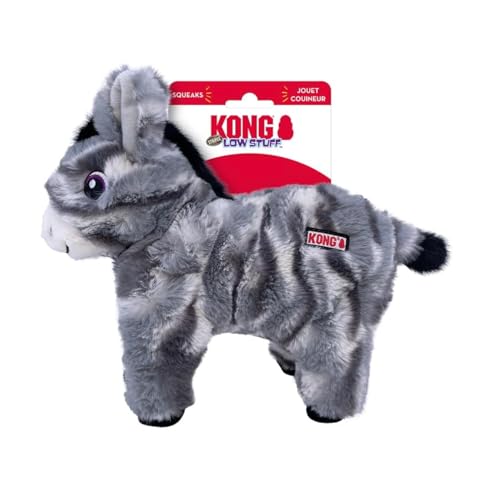 KONG Low Stuff Hundespielzeug aus PlĂĽsch, gestreift, fĂĽr alle Hunderassen (Donkey)
