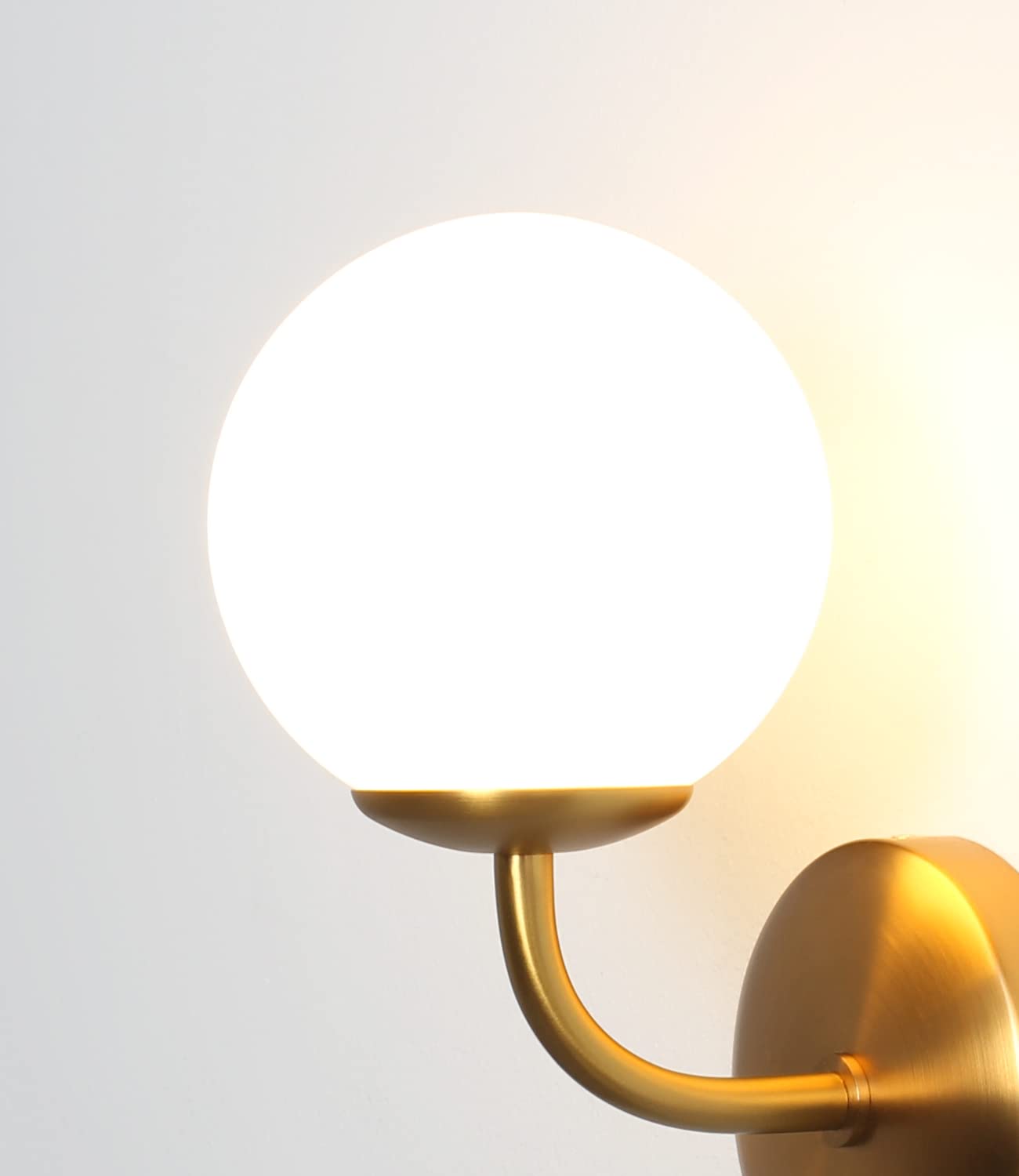 DAWALIGHT Aplique Pared Dorado, Globo de Cristal con Fuente G9 LED Blanco Cálido, Aplique Pared Interior Impermeable para Baño, Dormitorio & Sala de Estar, Oro Satinado