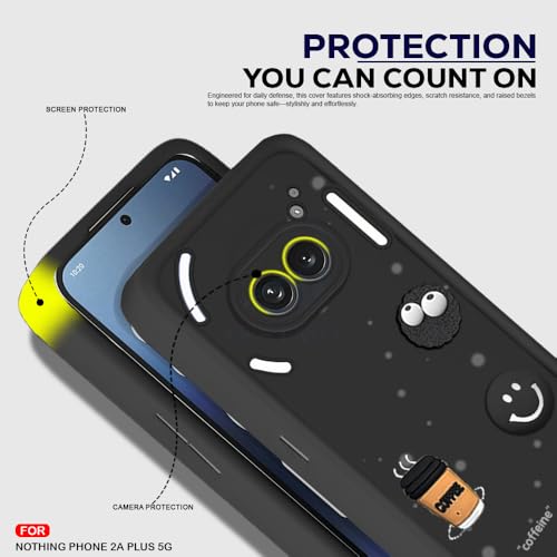 Image of AESTMO Back Case Cover for Nothing Phone 2A / 2A Plus | Cute Fun Cartoon 3D Ball | Coffee Silicone Case | Full Body Protection | Camera Protection Back Cover for Nothing Phone 2A / 2A Plus (Black)