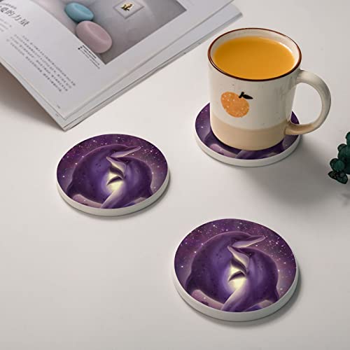Dessous de verre ronds en diatomite Moonlight de 10 cm pour bar et table, lot de 2