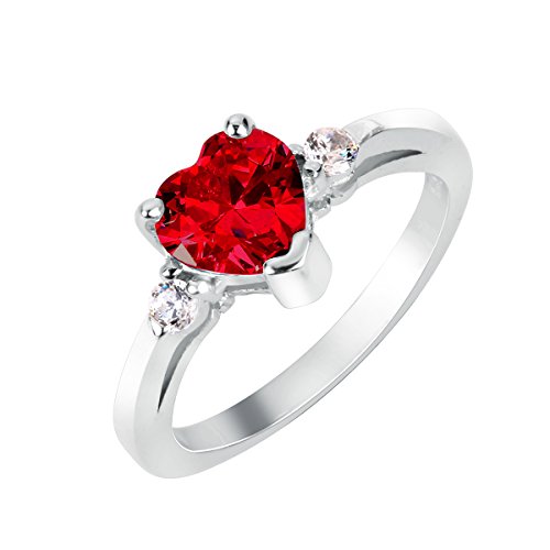 Closeoutwarehouse Simulated Ruby Cubic Zirconia Heart Promise Ring Sterling Silver Size 13 cover