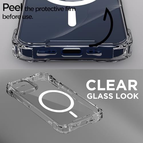 Image of Outlouders Back Cover for iPhone 12 Mini Mag-Safe Transparent PC + TPU Bumper Case with Magnetic Support Shockproof Protection (Transparent Mag-Safe)