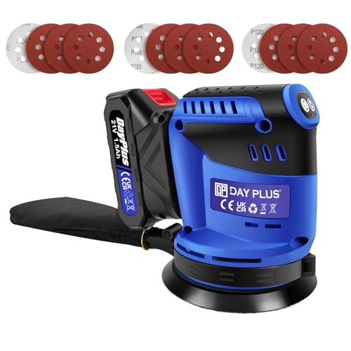 Cordless Random Orbital Sander 125mm 5inch Palm Sanders 21V 3-Speed, Dust Bag, Sealed Bearings, Swirl-Free Finish