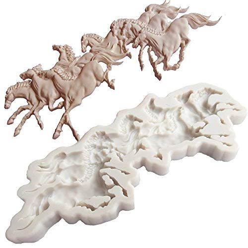 Image of FirstTry Animal Fondant Mould I 3D 7 Running Horses Shape Silicone Chocolate Mold I for DIY Handmade Cake Decor Polymer Clay Cookies Ice Cube Dessert Pastry Muffin Soap Resin Candle Art Crafts
