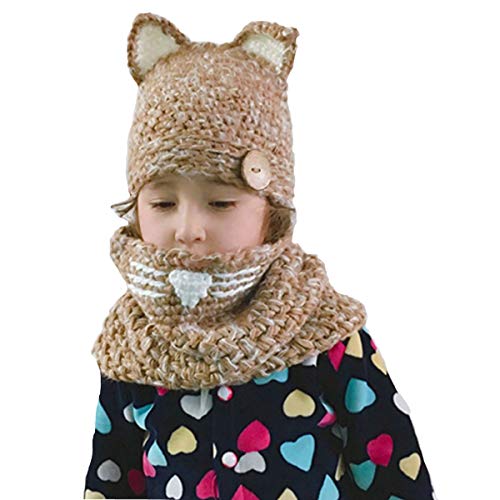 Winter Kids Warm Cat Animal Hats Knitted Coif Hood Scarf Beanies For Autumn Winter #TOP1