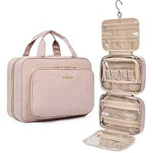 BAGSMART Toiletry Bag Hanging Travel Makeup Organizer with TSA Approved Transparent Cosmetic Bag Makeup Bag for Full…