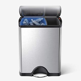 simplehuman 46 Liter / 12.2 Gallon Stainless Steel Rectangular Kitchen Dual Compartment Step