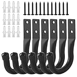 ALAHUGYEF Garage Hooks, 6 Pcs Ladder Storage Hooks for Hanging Heavy Duty Hooks, Wall Mounted Garage Hanger Brackets for Wall Bike Chair Garden Hose Tool Storage