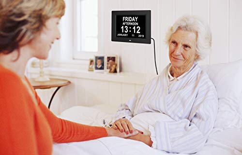 Tmc Digital Calendar Day Clocks Extra Large Non-Abbreviated Day&Month.perfect For Seniors + Impaired Vision Dementia (Black,8-Inch) #TOP3