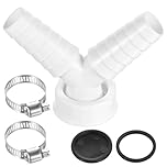 Universal Washing Machine Drain Y Splitter Adapter Kit - 19-24mm Double Hose Connector for Dishwasher & Laundry, Includes 2 Stainless Steel Clamps, Leak-Proof Easy Install Drainage Divider ﻿