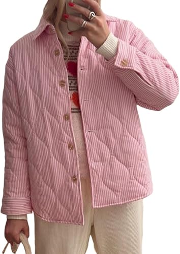 Suncadmious Giacca Trapuntata Leggera da Donna Y2K con Risvolto a