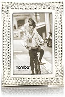 nambe Beaded Picture Frame, 4" x 6" | Photo Frame with Tempered Glass | Vintage and Contemporary Design | Tabletop Display Family, Friends, Wedding Gift, Home Office Décor | Silver Plate and Glass