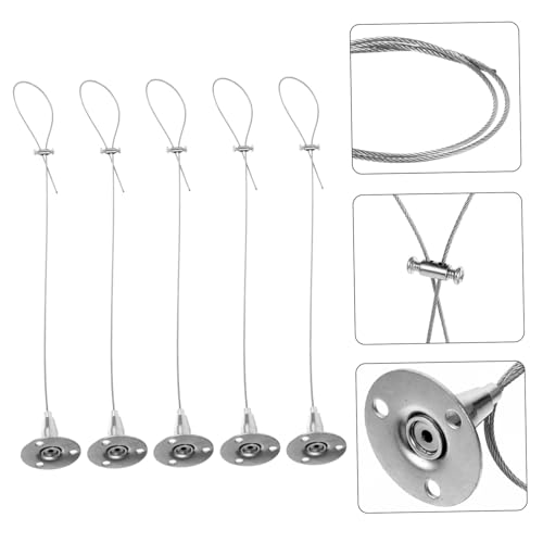 Image of 5pcs Wire Rope Hook Hanger for Secure Hanging of Curtains and Signs Design - Easy Wall Ceiling Installation