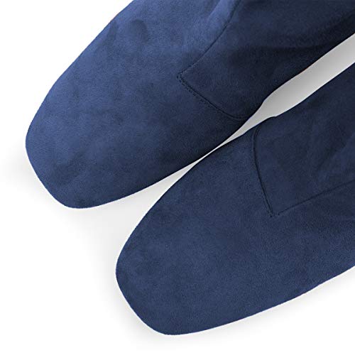 FSJ Women Comfy Bows Medium Chunky Heel Square Toe Fancy Lace Up Office Boots Size 4-15 M US4