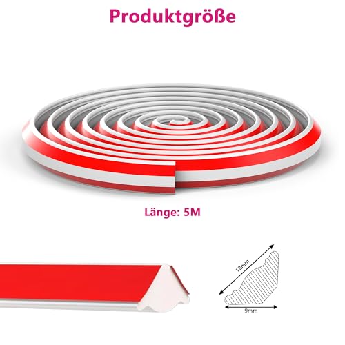 5 M Flexible Zierleisten Selbstklebend: Deckenleisten Selbstklebend 9mm x 12mm für Wandkanten Fliesenkanten (Weiß)
