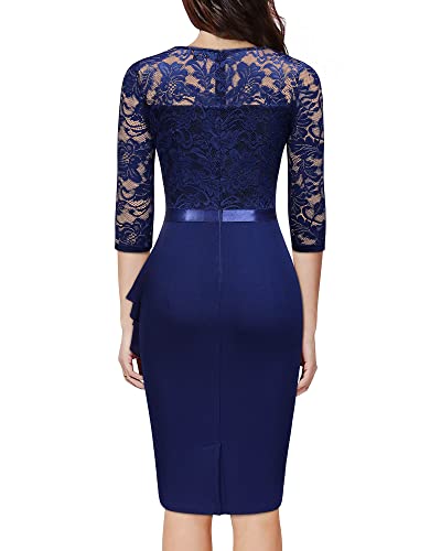 Image of Miusol Women's Retro V Neck Floral Lace Ruffle Style Cocktail Party Dress