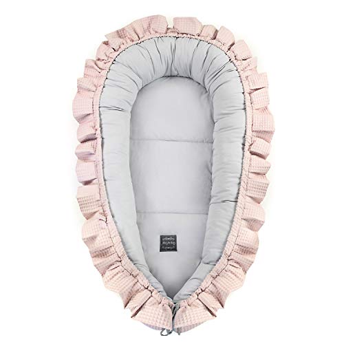 FlooForBaby 100x55cm Nido Bebé Recién Nacido Reductor de Cuna Nidos Cama Cana Nido De Viaje Doble Caras Para Bebe Dormir (Rosa Claro)