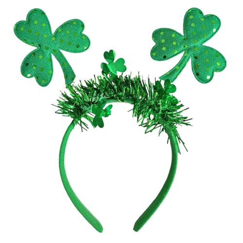 HIFANMM Green Shamrock Headbands St. Patricks Day Hair Bands for Women Girls Kids Shiny Sequin Clover Leaf Hair Accessories Green Irish Day Decoration Headdress Party Supplies Gift Hair Hoop 1 Pcs
