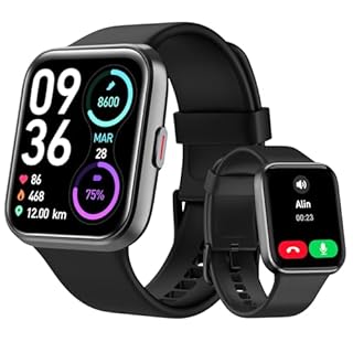 Montre Connectée Homme, 1,85" Femme Smartwatch pour Samsung iPhone Android, Alexa intégrée 3ATM 100+ Modes Sportifs Moniteur de SpO2/Sommeil/Fréquence Cardiaque/Podometre/Calories Noir