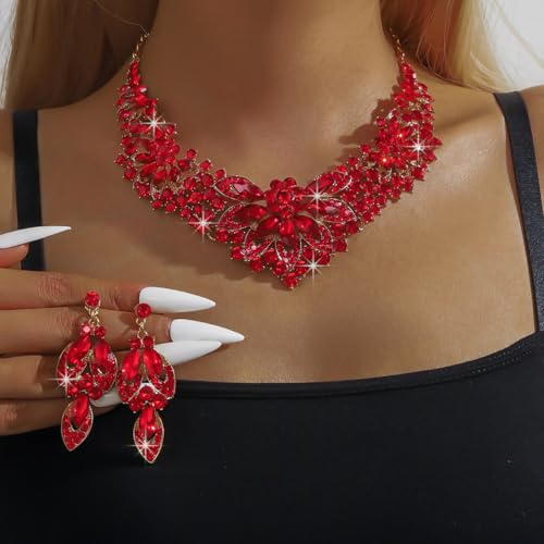Image of Shining Diva Fashion Stylish Design Fancy Crystal Necklace Jewellery Set for Women | Trendy Celebrity Inspired Jewellery