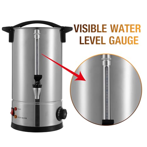 Image of 120Cup Electric Hot Water Dispenser, 2 Gal Stainless Steel Commercial Water Boiler and Warmer, 950W Temp Adjustable Tabletop Tea Coffee Urn for Parties (2Gal Silver)