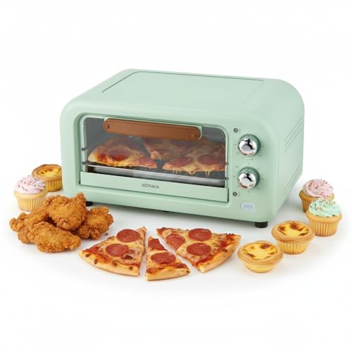 Compact 12L Toaster Oven with Convection - Countertop Oven for Baking, Broiling & Toasting, 800W Small Toaster Oven, Stainless Steel, Includes Pan & Rack