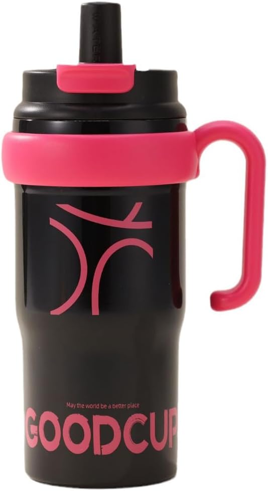 23.5oz 316 Stainless Steel Insulated Tumbler with Straw & Handle, Leak-Proof Travel Mug for Hot & Cold Drinks, Large Capacity Outdoor Sports Bottle, Ideal for Gym, Hiking & Office (Red)