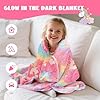Glow in The Dark Unicorn Blanket for Kids – 280GSM Thick Flannel, Soft Cozy Fleece Throw, Cute Christmas & Birthday Gift for Girls & Boys, Magical Glowing Blanket for Bed, Couch & Travel #4