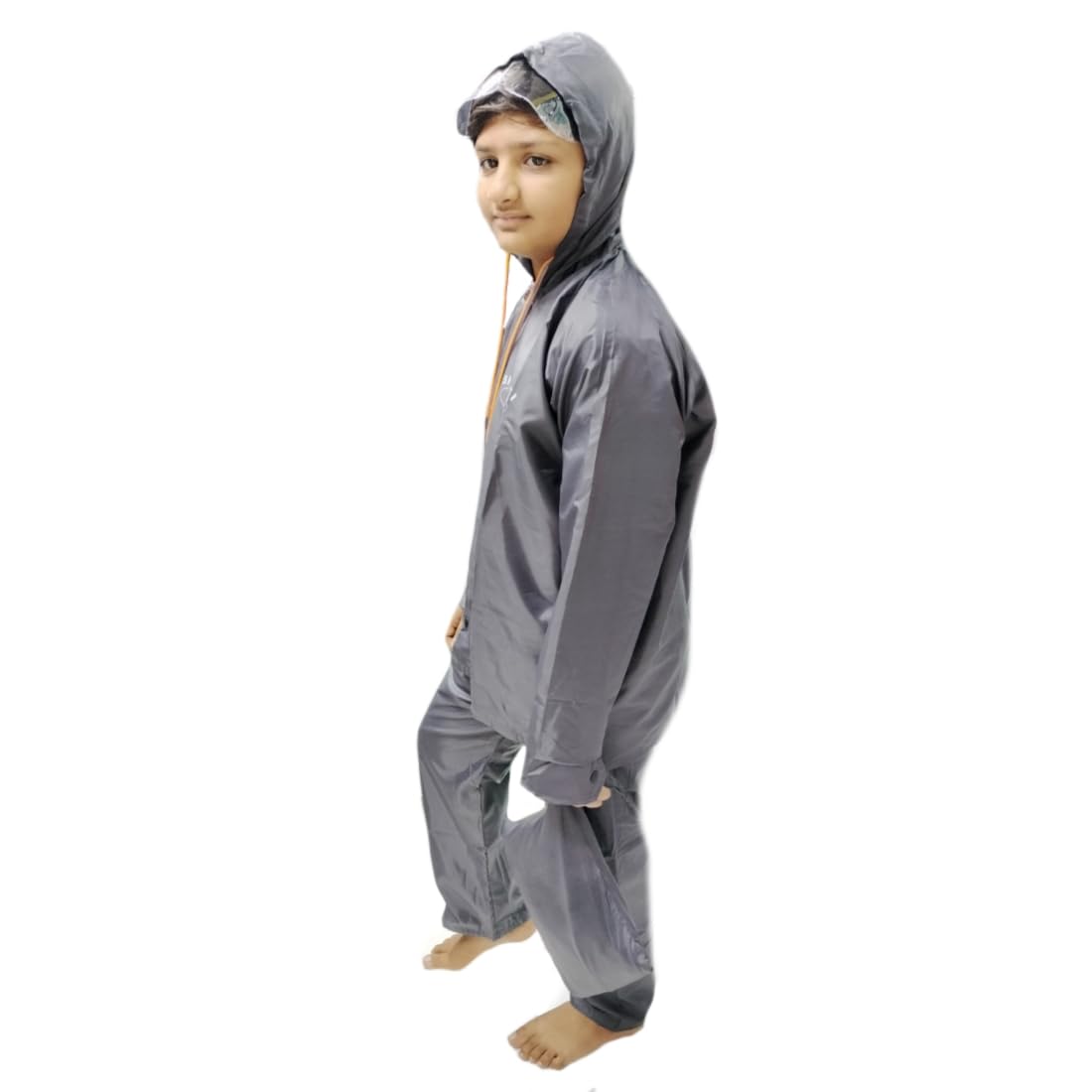 D8211K Rain Coat for Chindren's, Waterproof Raincoat for Kids with Pant Set, Rain Coat for Children with Bag (Grey, 6 Years - 7 Years) - Image 9 thumbnail