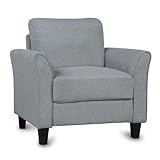 Accent Chair, Modern Linen Upholstered Armchair Club Chair with Double Thickened Cushions Pad and St