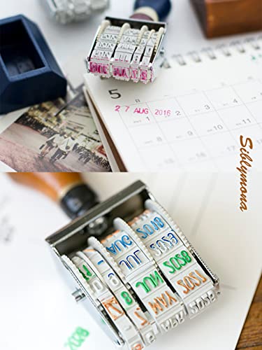 Vintage Wooden Date Stamp With Handle & Base, Retro Rubber Stamps, Roller Date Stamper Day/Monthyear For Scrapbooking Ephemera Planner Diy Craft Card Making (Brown) #TOP7