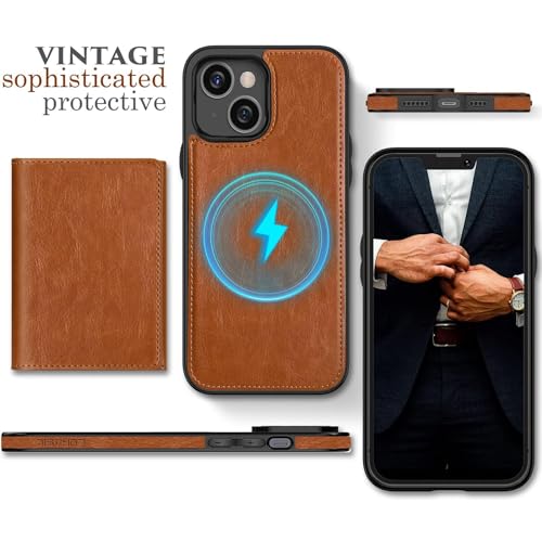 LOHASIC Capa carteira para iPhone 14 Plus, suporte de 6 cartões, parte traseira magnética destacável