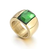 OIDIMS Stunning Large Statement Glass Crystal Rhinestone Band Cocktail Ring Cubic Zirconia Stainless Steel Thick Chunky for Women Men18k Gold Plated Friend Graduation Gift Evening Party