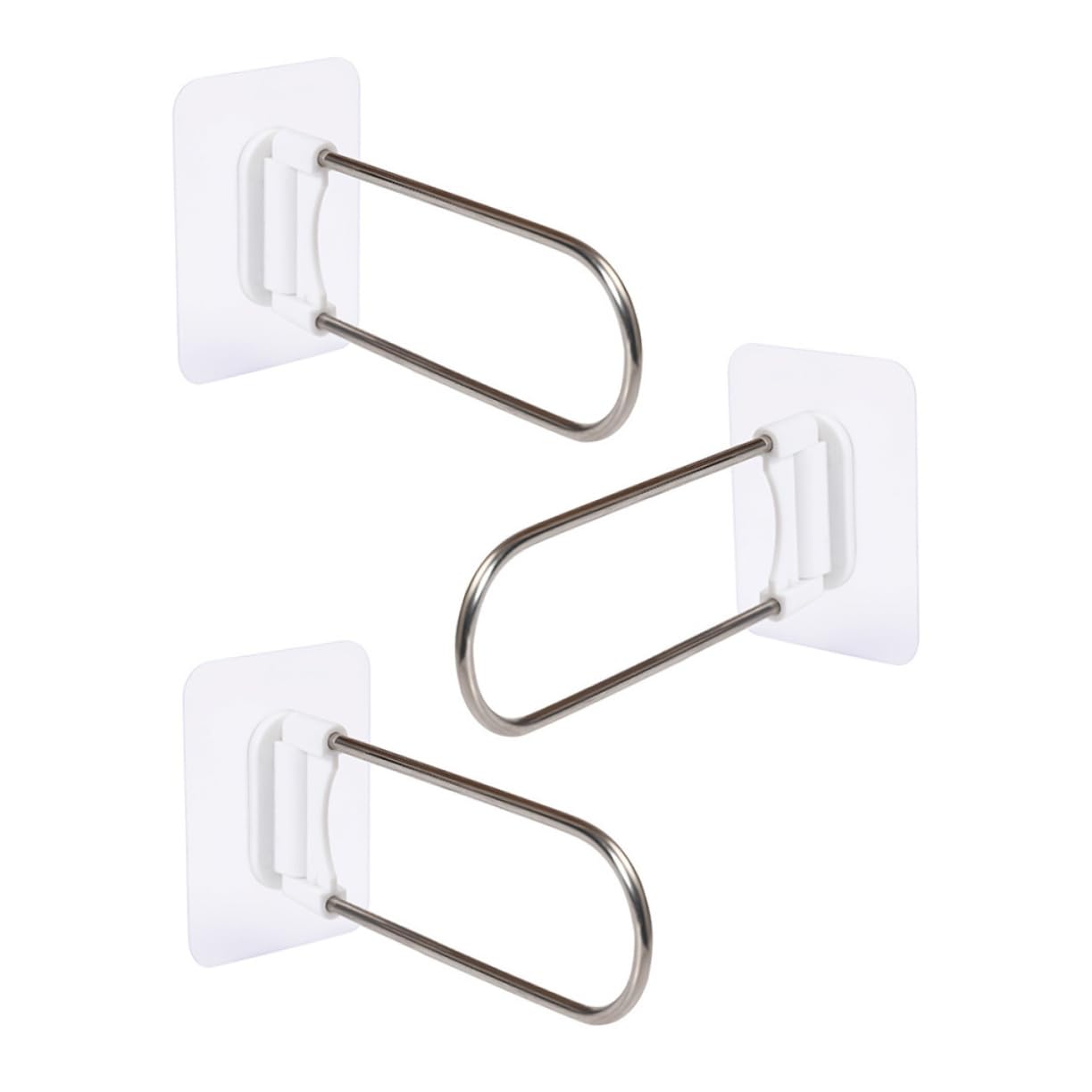 3pcs Wall-Mounted Clothes Hanger Organizer Shelf Stainless Steel No-Trace Hanger Storage Rack for Balcony Punch-Free Clothes Holder