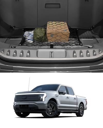 Karltys Cargo Net for Ford F-150 Lightning Accessories 2022-2025 2026, Flat Style Trunk Cargo Net, Elastic Double Layer Nylon Mesh Storage Netting with Hooks