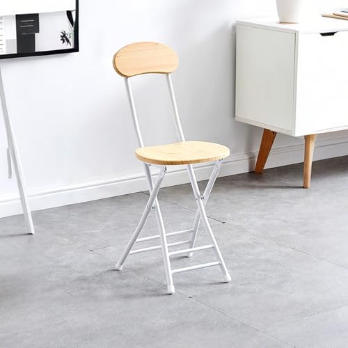 Lot de 2 tabourets pliants en bois avec dossier, antidérapants, faciles à ranger, cadre en acier, parfaits pour la salle à manger, le comptoir ou la terrasse (bois...