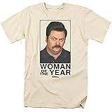 Parks & Rec Ron Swanson Woman of The Year T Shirt & Stickers (Cream) Large