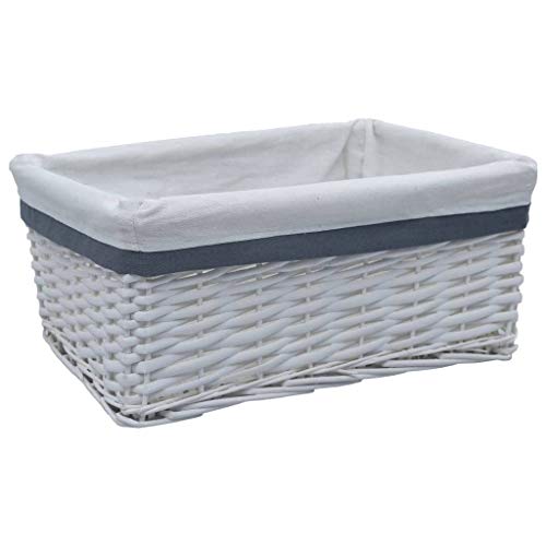 Panier de rangement en osier blanc stop désordre bac rectangulaire gain de place