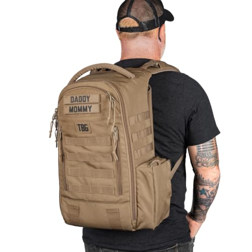 Image of Tactical Baby Gear Daypack Tactical Diaper Bag Backpack for Dads - MOLLE compatible, Built-in Changing Mat, Stroller Straps (Coyote Brown 4th Gen)