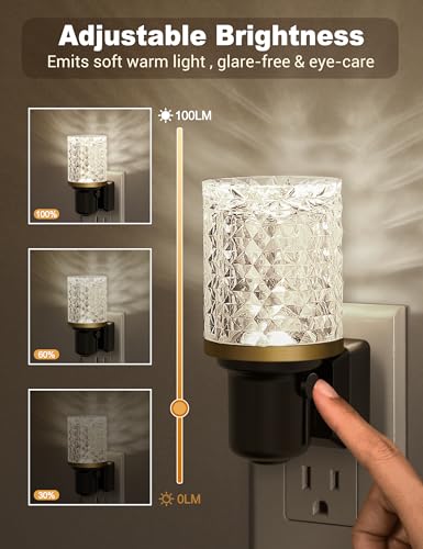 Image of JandCase LED Night Light, Dimmable Night Lights Plug into Wall, Modern Nightlight with Auto On Off Light Sensor, 5000K Daylight White Night Light 0-100LM Brightness for Bathroom Hallway Bedroom Decor