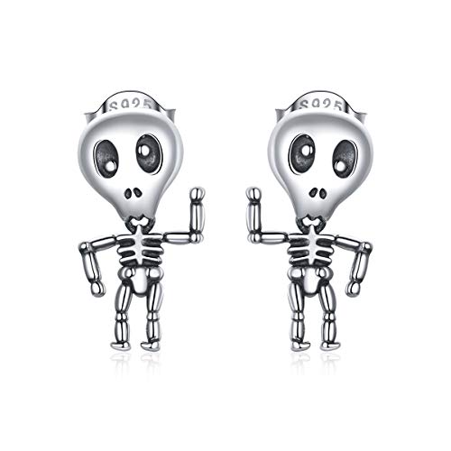 Boucles d'oreilles tête de mort en argent sterling 925 de haute joaillerie