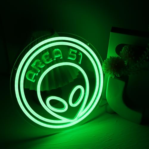 Image of AREA Fifty-One Neon Sign Alien Neon Light USB Powered 3D Art Carving Design NeonLED Desktop Wall Decoration Various Parties Decoration Of Business Premises