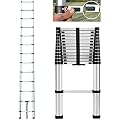 Extendable Telescoping Ladder 10.5ft/3.2m, Stainless Steel Extension Ladder, Multipurpose Telescope Ladder with Nonslip Feet, Ideal for Home Loft RV, Max Load 330lbs, EN131 Certified
