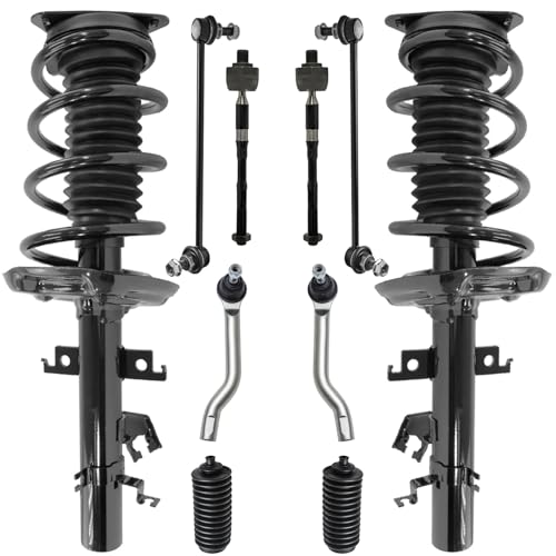 Image of Detroit Axle - 10pc Front Struts Suspension Kit for 2014-2020 Nissan Rogue 2017-2020 Rogue Sport 2017-2019 Qashqai, 2 Struts with Coil Spring 4 Inner Outer Tie Rods 2 Sway Bars 2 Boots Replacement