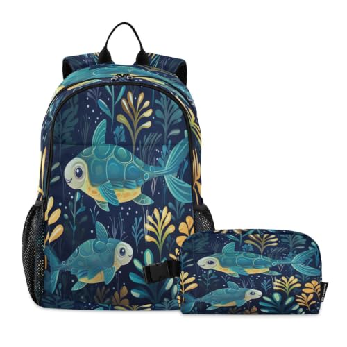 Sac d'école léger tortue de mer pour la rentrée des garçons
