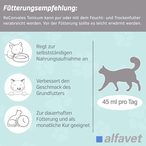 alfavet ReConvales Tonicum Katze, 3 x 45ml, appetitanregendes Ergänzungsfuttermittel zur Rekonvaleszenz und bei Untergewicht