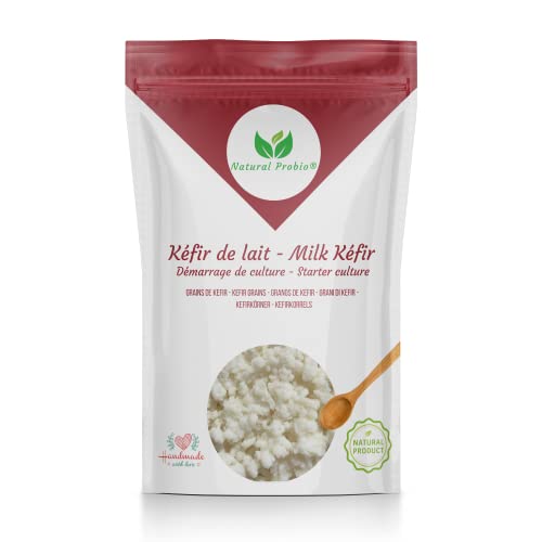 Natural Probio® Kéfir de Leche - kit de inicio de cultivo de fermentos lácticos naturales, con leche certificada sin OGM, probiótico natural, instrucciones, receta y consejos (20g)