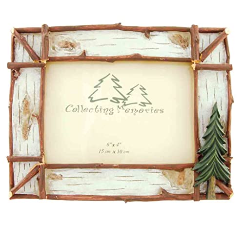 Wd PINE TREE FREE STANDING TABLETOP Rustic Twig & Birch W/Pine Tree Photo Frame 6X4 cover