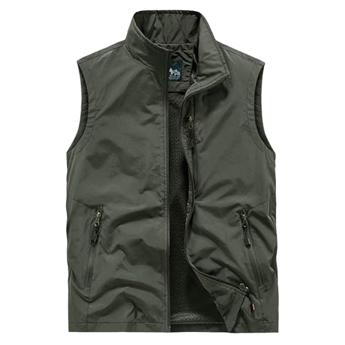 Generisch Chaleco para hombre de algodón, chaleco de trabajo de safari, chaleco multifunción de verano, ligero, transpirable, chaleco de pesca, fotografía, senderismo, chaleco para exteriores, chaleco